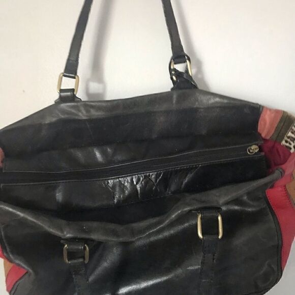 Aqua Madonna leather patchwork shoulder tote bag. Animal print calf skin - Picture 9 of 9